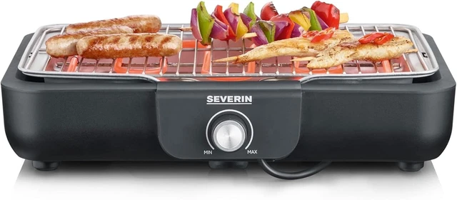 Barbecue Électrique De Table SEVERIN - 2300W, Grille Inox 37x29cm, Bac à Eau, Utilisation Intérieur/Extérieur