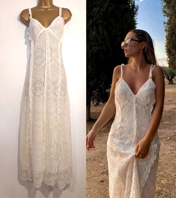 ZARA ECRU CREAM Embroidered Tulle Dress Size M Approx Fit Size 8 10 Midaxi  29.82 - PicClick UK