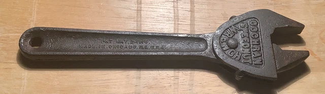 Vintage Cochran Speednut 8" Wrench May 2, 1916 Patent Antique Tool