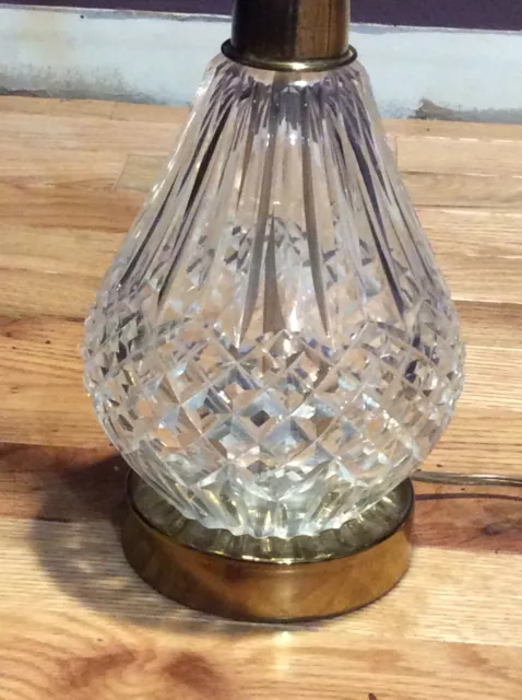 Beautiful Vintage Brass & Crystal Cut Glass Table Lamp - 18” Tall   Stunning 
