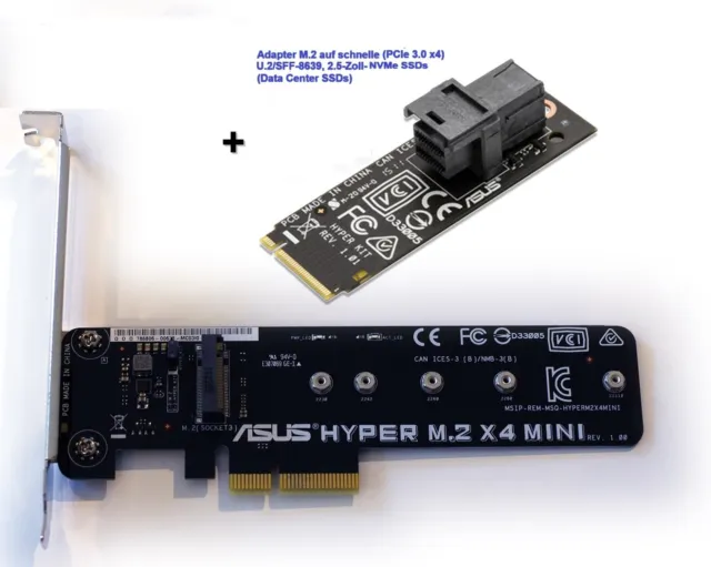PACCHETTO: ASUS Hyper M.2 NVMe x4 adattatore + Hyper-Kit (per U.2/SFF-8639 2.5" NVMe)
