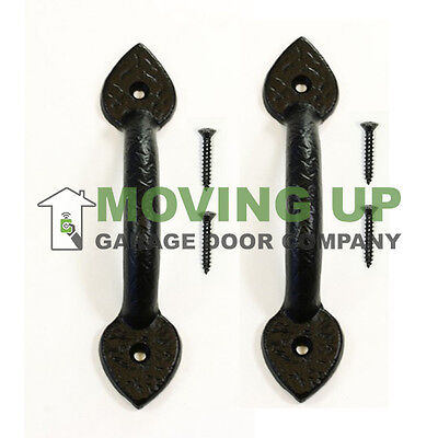 Garage Door Decorative Spear Lift Handles 7 1/8" Cast Iron Set of 2 + Hardware