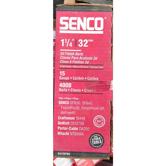Senco Da15Epbn 1-1/4" 15Ga 3D Finish Nails Qty 4000