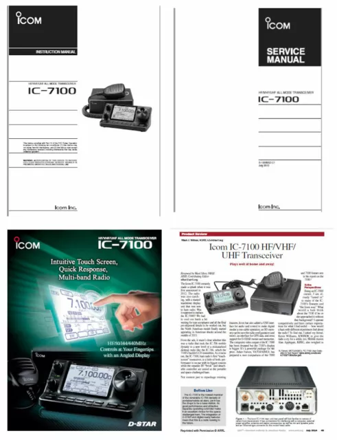 Icom Ic-7100 Instruction + Service Manuals + Color Brochure + Review