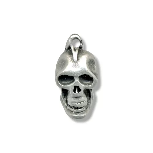 Collier Pendentif Tete De Mort Gothique Cuir Noir