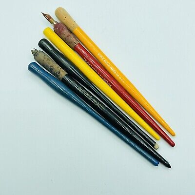 Lot Of 6 Vtg Dip Nib Pen Holders Calligraphy Wood & Cork Faber - Lot 13