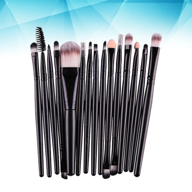 15pcs Plastic Handle Nylon Bristles Makeup Brush Cosmetics Powder Blush Brush