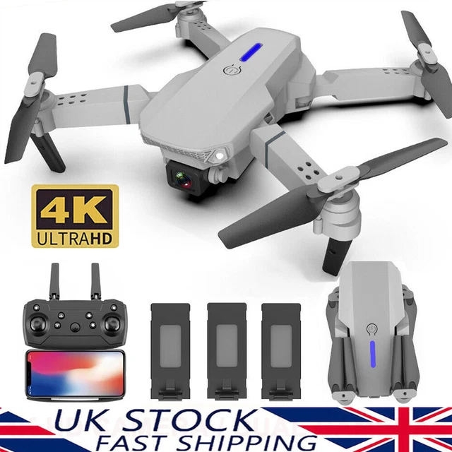 DRONE PRO 4K HD Dual Camera WIFI FPV 3 Batteries Foldable Selfie RC ...