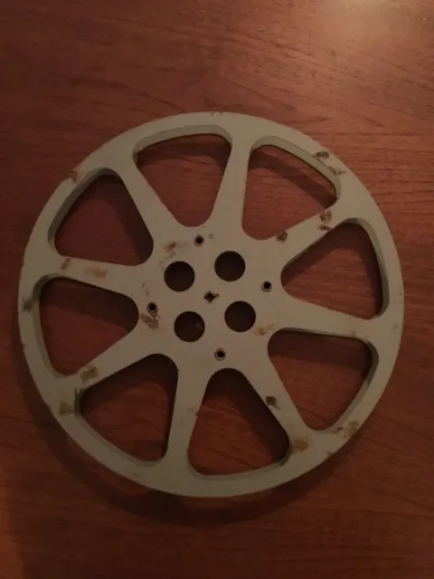 Carrete de película vintage de 16 mm 1600 pies - 35 cm gris almacenamiento de proyección de metal