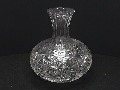 Vintage ABP American Brilliant Period Crystal Hobstar Carafe Or Vase, 7"