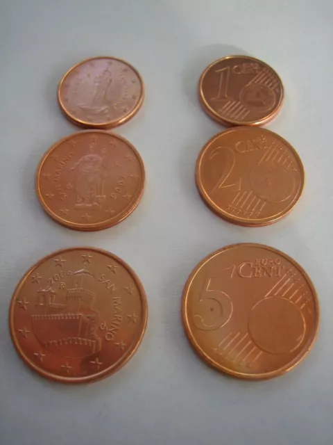 San Marino 1 cent, 2 cent  5 cent 2006