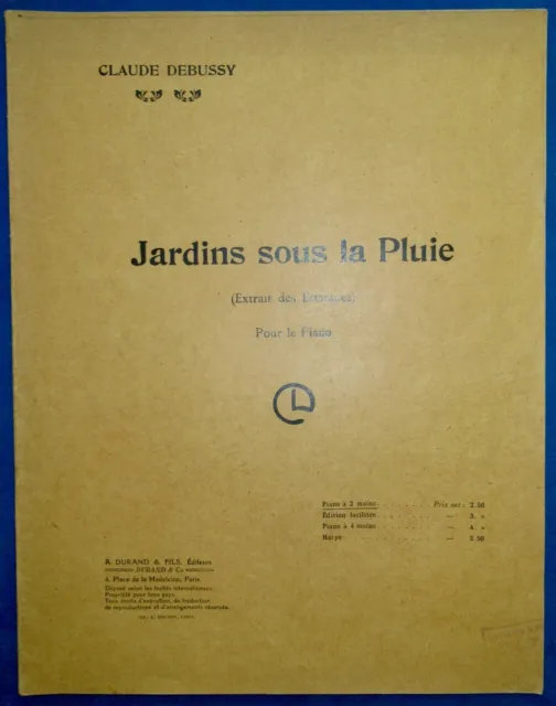 Claude Debussy Piano Partition Jardins Sous La Pluie 1903 Extrait Des Estampes