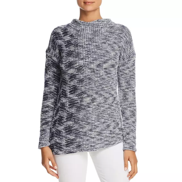 Nic + Zoe Womens Coming Along  Blue Marled Pullover Sweater Top L BHFO 1651