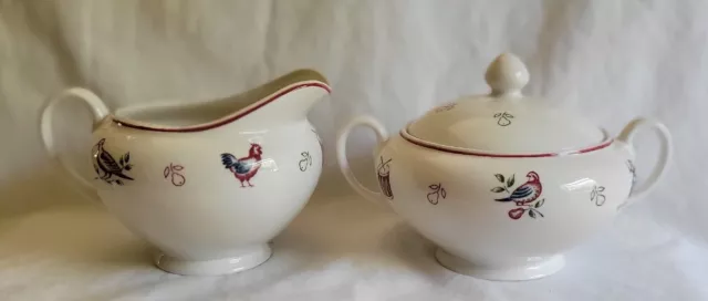 Vintage Johnson Brothers TWELVE DAYS OF CHRISTMAS CREAMER & SUGAR 2pc SET