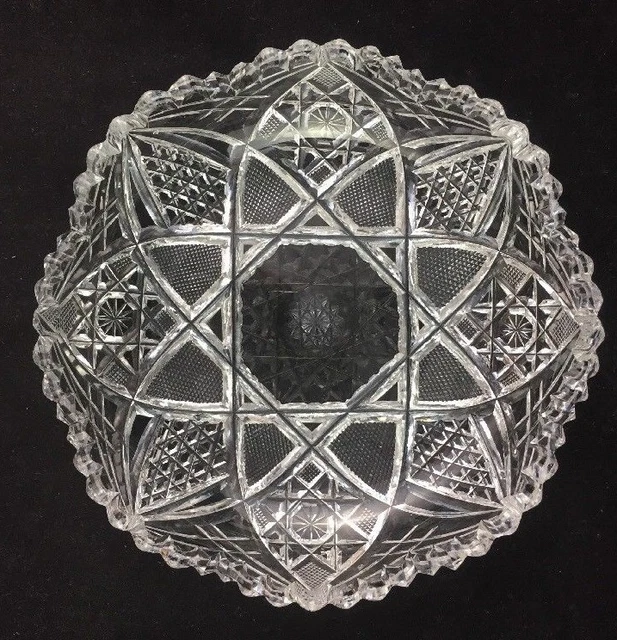 ABP American Brilliant J. HOARE Cut Glass 6 1/4" Low Bowl - SIGNED