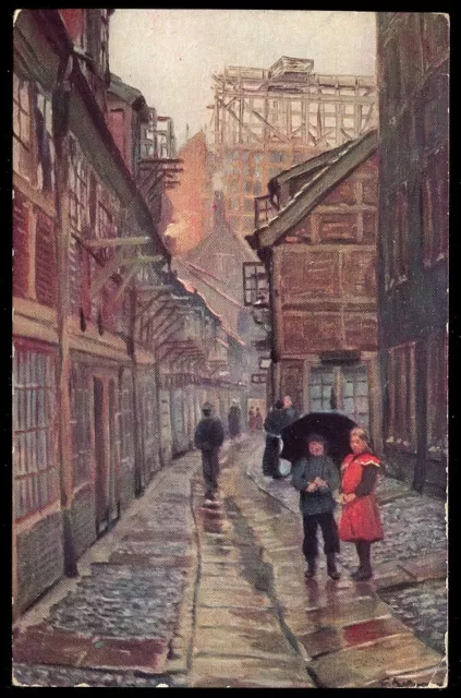 AK 41 KÜNSTLER AK HAMBURG -  " ALTSTADT " STRASSENANSICHT  gel.1910 (444)