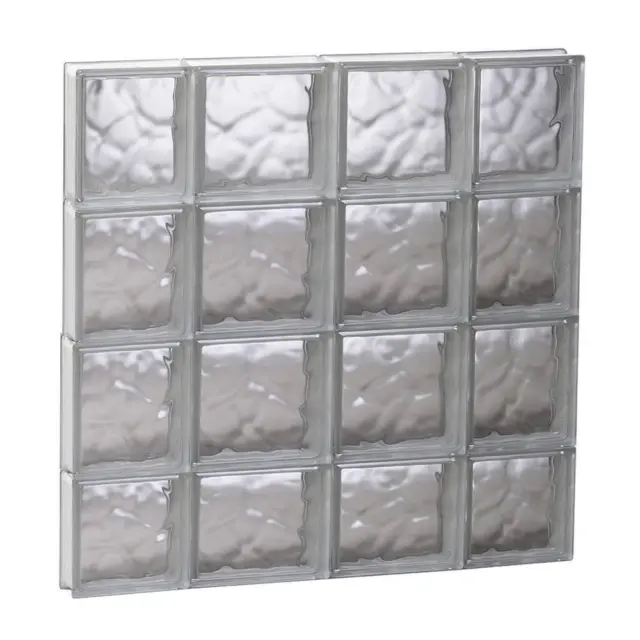 Clearly Secure Glass Block Window 27" x 29" Frameless Wave Pattern Non-Vented