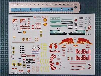 1/32 decals F1 racing cars 2018 for model kits 63829h