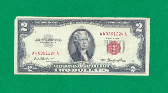 $2 1953 1 A/A Block Red Seal United States Note Circ.