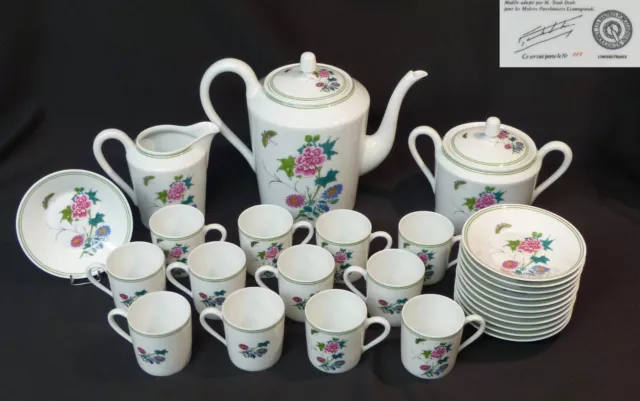 AA 1975 Porcelaine fine Limoges service café 27 pièces vieux chine pivoine ++