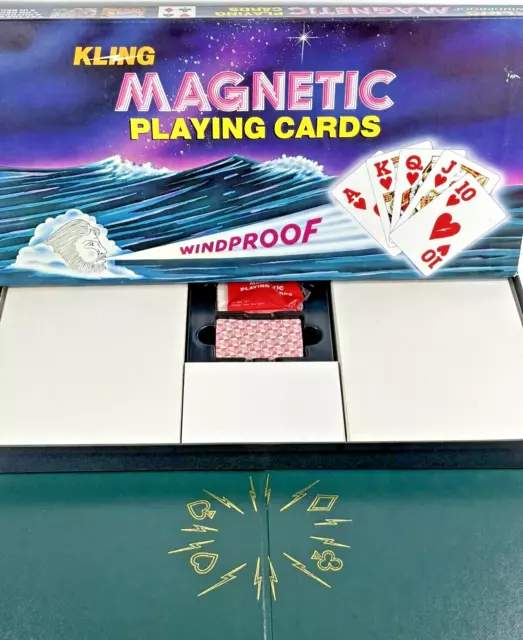 Kling Windproof Magnetic Playing Cards & Game Board COMPLETE Vintage w/ 2 Decks