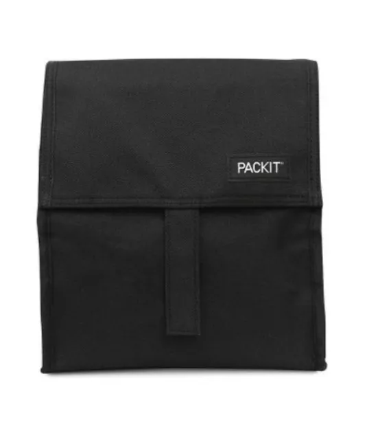 Packit Freezable Lunch Bag •Black Built In Ice Pack Insulated Zippered 8x10" NEW