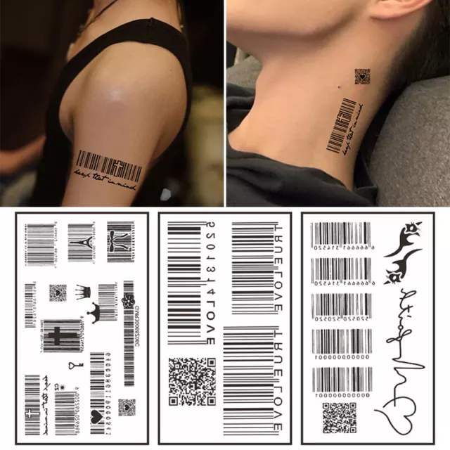 Transfert D'eau Love Barcode Autocollant De Tatouage Temporaire Imperméable #