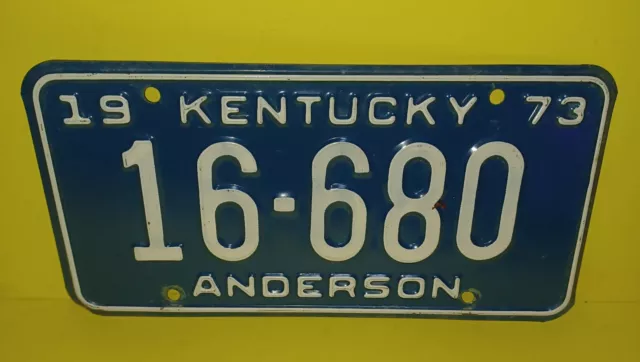 Vintage  ! 1973 Kentucky Anderson County License Plate