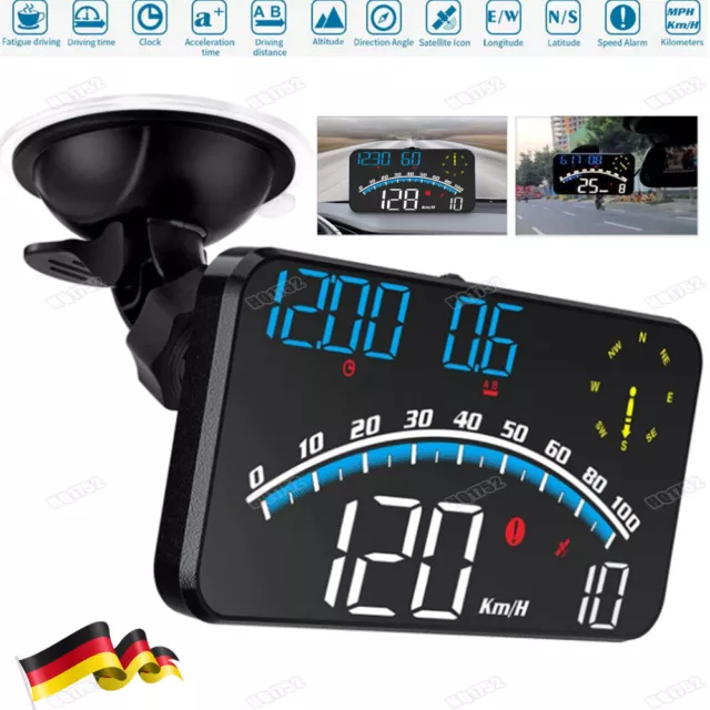 Digitaler Tachometer GPS Auto HUD Head Up Display MPH Überdrehzahlalarm DHL