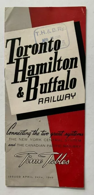Vintage 1949 Toronto Hamilton & Buffalo Railway Timetable RR railroad map trains