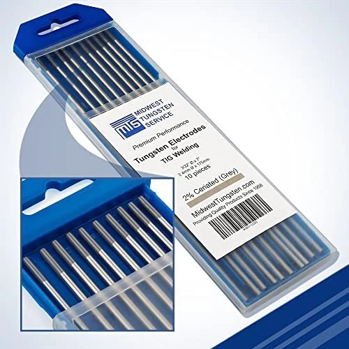 TIG Welding Tungsten Electrodes 10-Pack Grey - 2% Ceriated Tungsten WC20/EWCe...