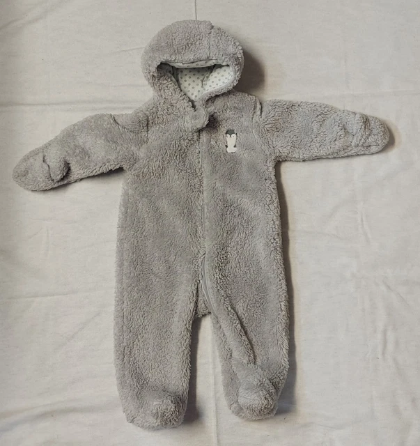 Carter's Baby Snowsuit 6 Month Gray Penguin Insulated Puffer Infant Bunting