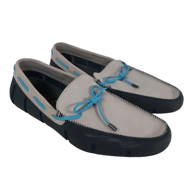 SWIMS Braided Lace Lux Loafer Driver Shoes Blue Gray Boat Water Men's Size 8