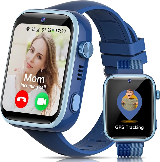 Smartwatch 4G Per Bambini Con GPS, 1.83" HD, Batteria 800 MAh, Videochiamate, SOS, WiFi/LBS, Modalità Classe, Contapassi – Viola, Con Due Cinturini
