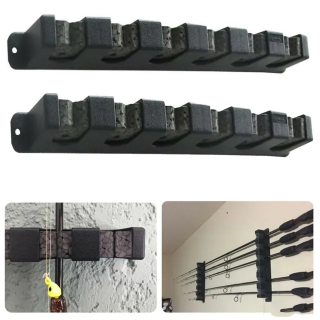 VERTICAL 6 POLE Rack Fishing Pole Holder Storage Stand Holder Wall