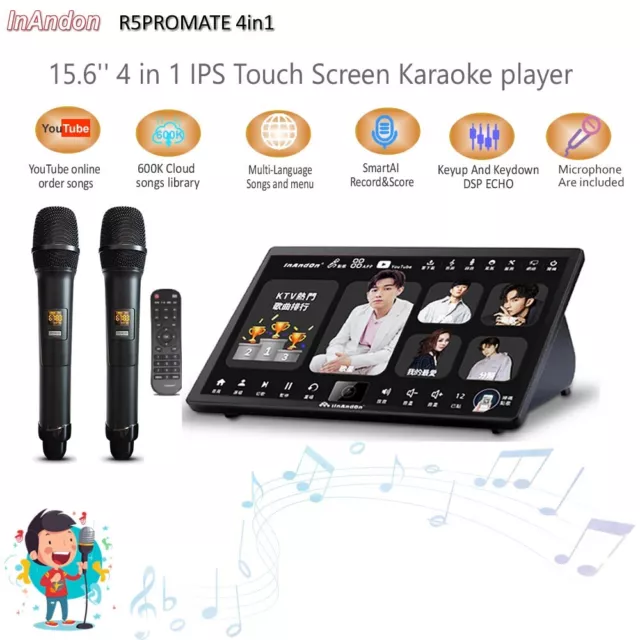 AU InAndon R5PROMATE 15.6'' Karaoke Player,5IN1 Amplifier  1TB HDD YouTube,Mic