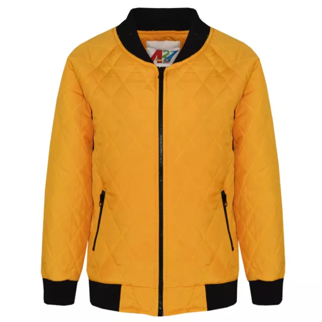 Bambini Giacca Senape Bomber Imbottito Zip Biker Trapuntato Cappotti 5-1