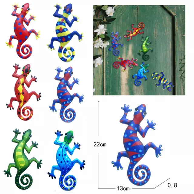 Metal Gecko Wall Decor Lizard Hanging Craft For Home Garden Fence Ornament