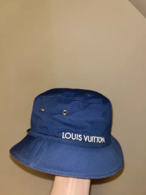Louis Vuitton Bob Damier Cobalt Reversible M73392 Hat Bucket Cotton LV  AUTHENTIC