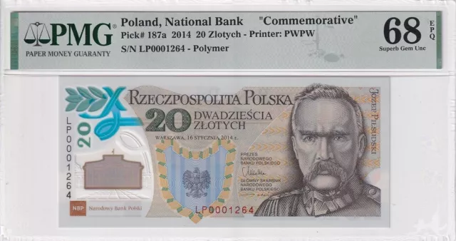 Poland 20 Zlotych 2014 P 187 a Comm. Superb GEM UNC PMG 68 EPQ