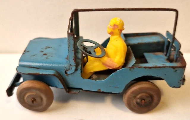 Jeep mécanique JRD France en tôle litho, Dubout, années 50 - Antiquités