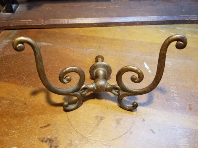 Unique Rare Vintage Brass Double Coathook Gorgeous!