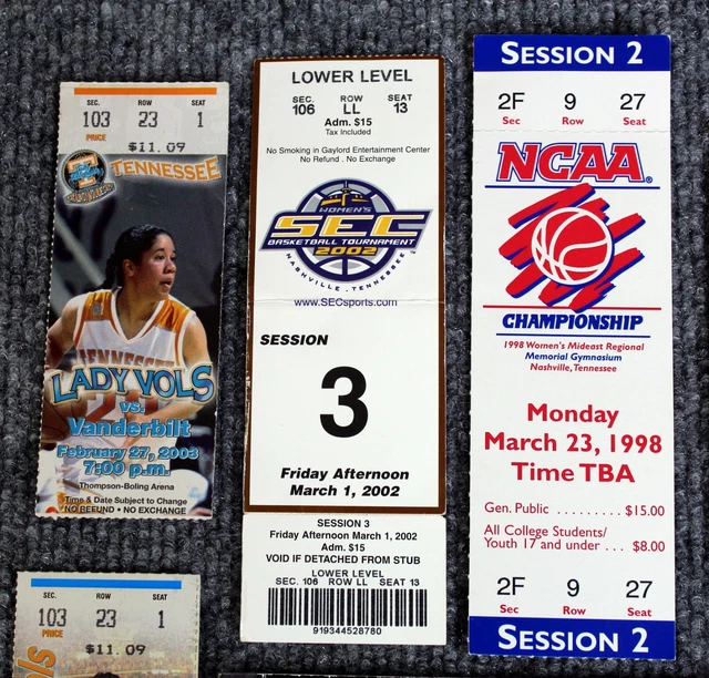 Tennessee Lady VOLS Tickets Stubs Pat Summitt SEC Tournament - Lot of 13 2