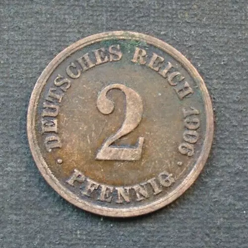 MZ) Deutsches Reich 2 Pfennig 1906 "E" DR Deutschland Germany Aléman Nemezko D