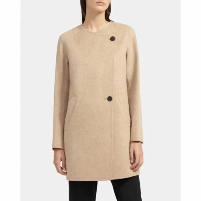 Theory Nyma Double Faced Wool Cashmere Coat in Camel $595