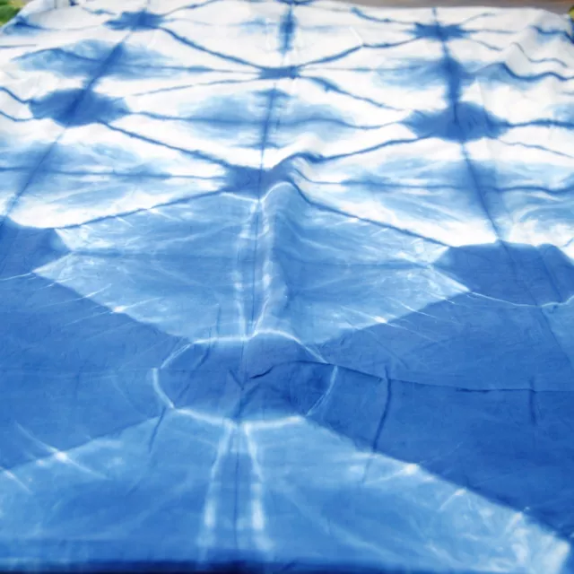 2.5Yard Indian Hand-Dyed Fabric Bhandani Indigo Blue Shibori Craft Sewing Fabric