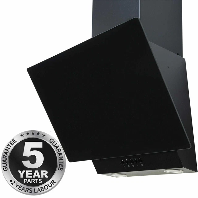 SIA EAG61BL 60CM Black Angled Glass Chimney Cooker Hood Kitchen