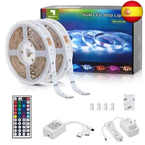 Tira LED 20m, Tiras LED RGB 20 Metros, 5050 SMD Tiras de Led 24V con Control