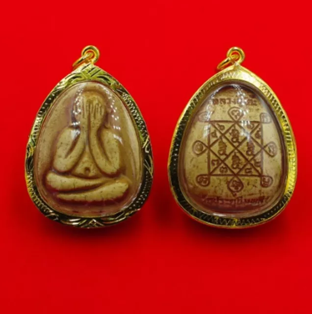 Phra Pidta Jumbo Talisman LP Toh Gold Micron Pendant Thai Buddha Amulet Sacred