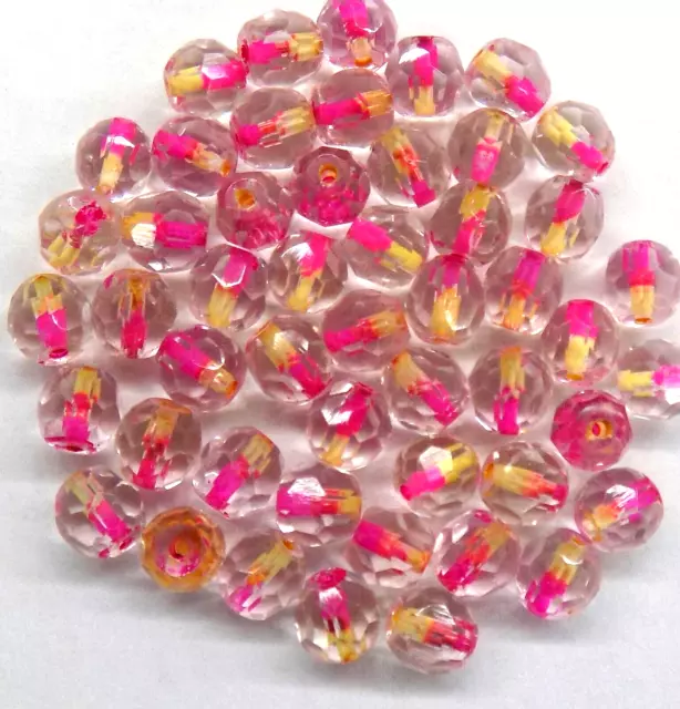 100 Rare Unusual Vintage Hand Cut Facetted 2 Color Lined Beads L1581 READ ! 100 Rare Unusual Vintage Hand Cut Facetted 2 Color Lined Beads L1581 READ !